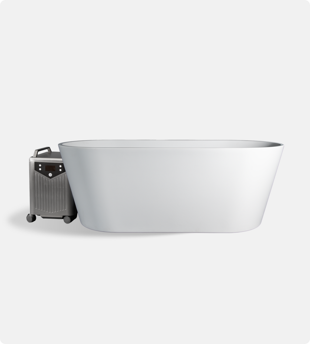 Polar Monkeys Brainpod 2.0 Cold Plunge — white acrylic tub with ChillX chiller unit